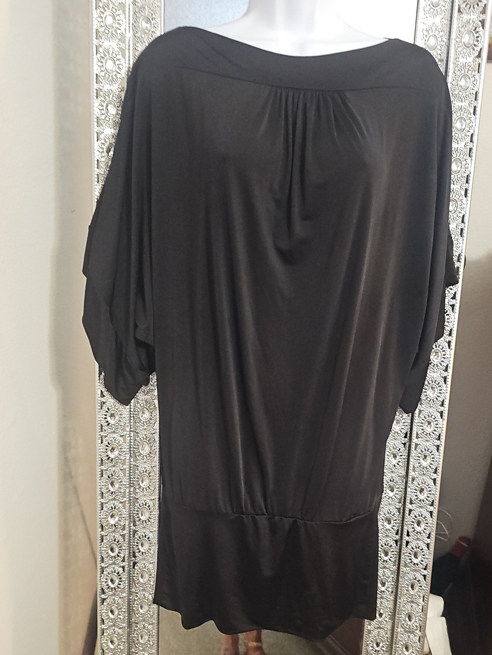 Elan Black Dolman Sleeve Tunic Top